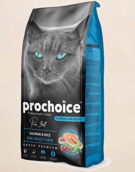 Prochoice Pro 34, Yetişkin Kediler İçin, Hipoalerjenik, Somon Balıklı Ve Pirinçli Kuru Mama, 15 kg